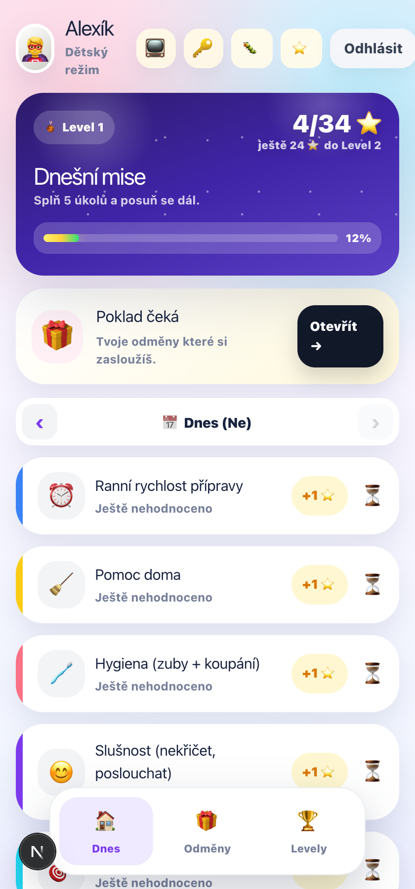 Mission World — dětský přehled úkolů