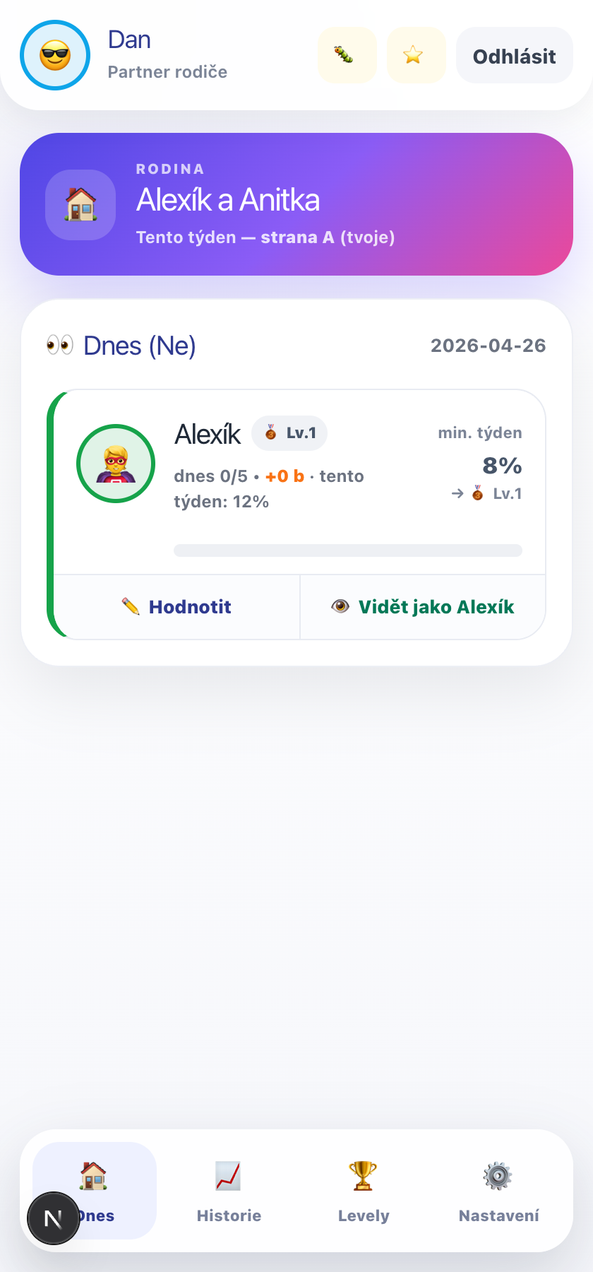 Rodičovský dashboard